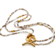 Load image into Gallery viewer, Long Persian Agate Stone and Gold Luxury Necklace - NC-605L

