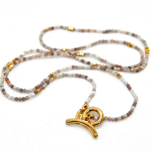 Load image into Gallery viewer, Long Persian Agate Stone and Gold Luxury Necklace - NC-605L
