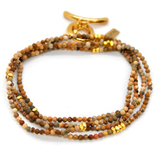 Load image into Gallery viewer, Long Picture Jasper Stone and Gold Luxury Necklace - NC-606L
