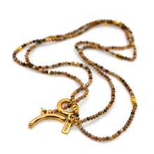 Load image into Gallery viewer, Long Picture Jasper Stone and Gold Luxury Necklace - NC-606L
