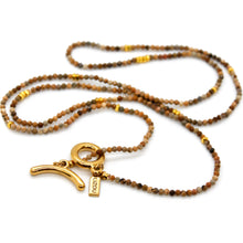 Load image into Gallery viewer, Long Picture Jasper Stone and Gold Luxury Necklace - NC-606L
