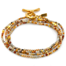 Load image into Gallery viewer, Long Crazy Agate Stone and Gold Luxury Necklace - NC-607L

