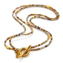 Load image into Gallery viewer, Long Crazy Agate Stone and Gold Luxury Necklace - NC-607L
