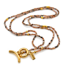 Load image into Gallery viewer, Long Rhodochrosite Stone and Gold Luxury Necklace - NC-608L

