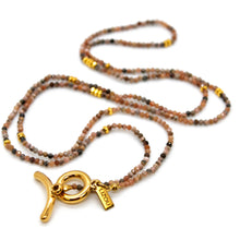 Load image into Gallery viewer, Long Rhodochrosite Stone and Gold Luxury Necklace - NC-608L
