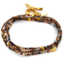 Load image into Gallery viewer, Long Pietersite Stone and Gold Luxury Necklace - NC-609L
