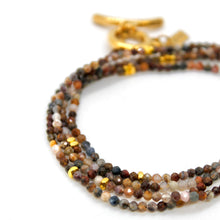 Load image into Gallery viewer, Long Pietersite Stone and Gold Luxury Necklace - NC-609L
