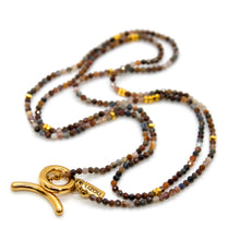Load image into Gallery viewer, Long Pietersite Stone and Gold Luxury Necklace - NC-609L
