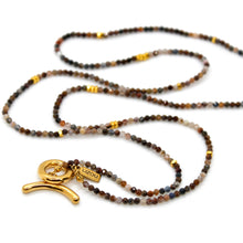 Load image into Gallery viewer, Long Pietersite Stone and Gold Luxury Necklace - NC-609L
