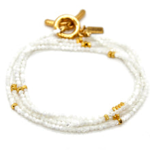 Load image into Gallery viewer, Long Pearl Oyster Stone and Gold Luxury Necklace - NC-611L
