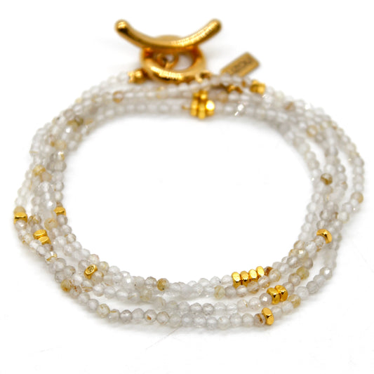 Long Rutilated Quartz Stone and Gold Luxury Necklace - NC-612L