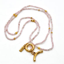 Load image into Gallery viewer, Long Pink Opal Stone and Gold Luxury Necklace - NC-613L
