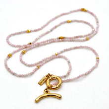Load image into Gallery viewer, Long Pink Opal Stone and Gold Luxury Necklace - NC-613L
