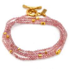 Load image into Gallery viewer, Long Strawberry Quartz Stone and Gold Luxury Necklace - NC-614L
