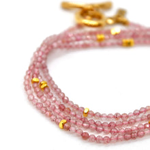 Load image into Gallery viewer, Long Strawberry Quartz Stone and Gold Luxury Necklace - NC-614L

