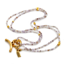 Load image into Gallery viewer, Long Amethyst Quartz Stone and Gold Luxury Necklace - NC-615L
