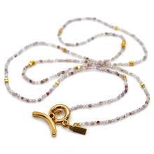 Load image into Gallery viewer, Long Amethyst Quartz Stone and Gold Luxury Necklace - NC-615L
