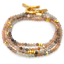 Load image into Gallery viewer, Long Gradient Sunstone and Gold Luxury Necklace - NC-616L
