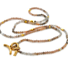 Load image into Gallery viewer, Long Gradient Sunstone and Gold Luxury Necklace - NC-616L
