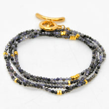 Load image into Gallery viewer, Long Iolite Stone and Gold Luxury Necklace - NC-617L
