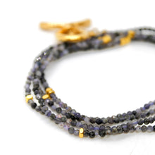Load image into Gallery viewer, Long Iolite Stone and Gold Luxury Necklace - NC-617L
