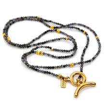 Load image into Gallery viewer, Long Iolite Stone and Gold Luxury Necklace - NC-617L

