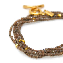 Load image into Gallery viewer, Long Coffee Labradorite Stone and Gold Luxury Necklace - NC-618L
