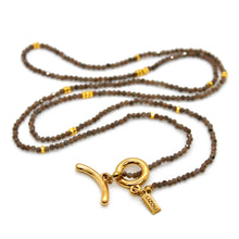 Load image into Gallery viewer, Long Coffee Labradorite Stone and Gold Luxury Necklace - NC-618L
