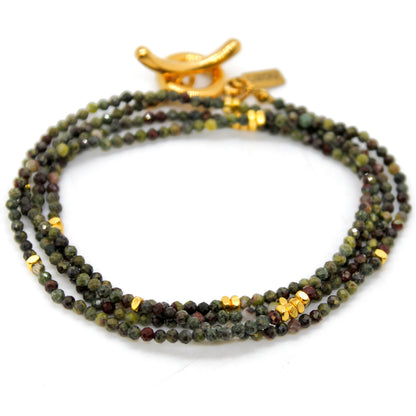 Long Dragon's Blood Jasper Stone and Gold Luxury Necklace - NC-619L