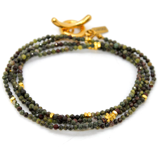 Long Dragon's Blood Jasper Stone and Gold Luxury Necklace - NC-619L