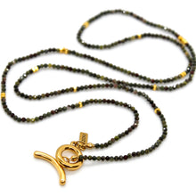 Load image into Gallery viewer, Long Dragon's Blood Jasper Stone and Gold Luxury Necklace - NC-619L

