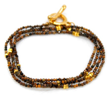 Load image into Gallery viewer, Long Tiger's Eye Stone and Gold Luxury Necklace - NC-621L
