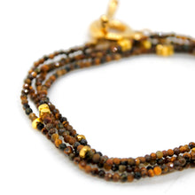 Load image into Gallery viewer, Long Tiger's Eye Stone and Gold Luxury Necklace - NC-621L
