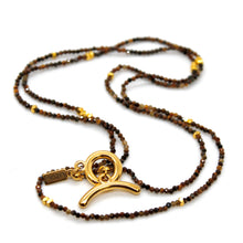 Load image into Gallery viewer, Long Tiger's Eye Stone and Gold Luxury Necklace - NC-621L
