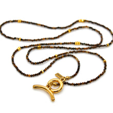 Load image into Gallery viewer, Long Tiger's Eye Stone and Gold Luxury Necklace - NC-621L
