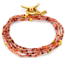 Load image into Gallery viewer, Long Carnelian Agate Stone and Gold Luxury Necklace - NC-622L
