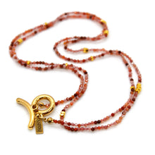 Load image into Gallery viewer, Long Carnelian Agate Stone and Gold Luxury Necklace - NC-622L
