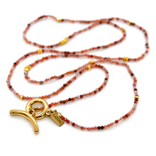 Load image into Gallery viewer, Long Carnelian Agate Stone and Gold Luxury Necklace - NC-622L
