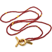 Load image into Gallery viewer, Long Ruby Stone and Gold Luxury Necklace - NC-623L
