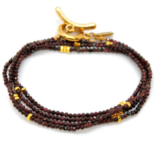 Load image into Gallery viewer, Long Garnet Stone and Gold Luxury Necklace - NC-624L
