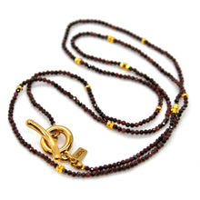 Load image into Gallery viewer, Long Garnet Stone and Gold Luxury Necklace - NC-624L
