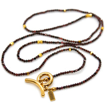 Load image into Gallery viewer, Long Garnet Stone and Gold Luxury Necklace - NC-624L
