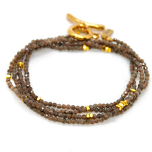 Load image into Gallery viewer, Long Coffee Labradorite Stone and Gold Luxury Necklace - NC-618L

