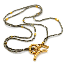Load image into Gallery viewer, Long Pyrite Stone and Gold Luxury Necklace - NC-625L
