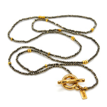 Load image into Gallery viewer, Long Pyrite Stone and Gold Luxury Necklace - NC-625L
