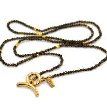 Load image into Gallery viewer, Long Gold Obsidian Stone and Gold Luxury Necklace - NC-626L
