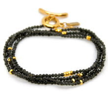 Load image into Gallery viewer, Long Black Obsidian Stone and Gold Luxury Necklace - NC-627L
