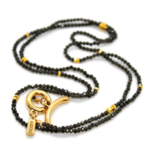 Load image into Gallery viewer, Long Black Obsidian Stone and Gold Luxury Necklace - NC-627L
