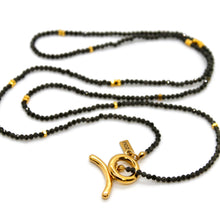 Load image into Gallery viewer, Long Black Obsidian Stone and Gold Luxury Necklace - NC-627L
