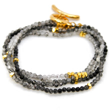 Load image into Gallery viewer, Long Gradient Black Quartz Stone and Gold Luxury Necklace - NC-628L
